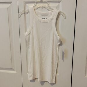 LOFT White Sleeveless Ribbed Tank